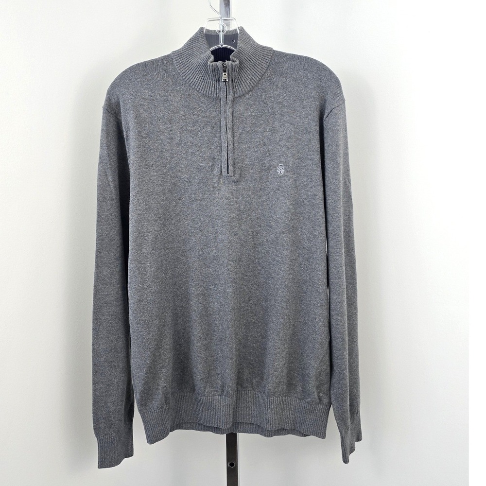 Izod 1/4 Zip Pullover Mock Neck Long Sleeve‎ Gray Sweater M